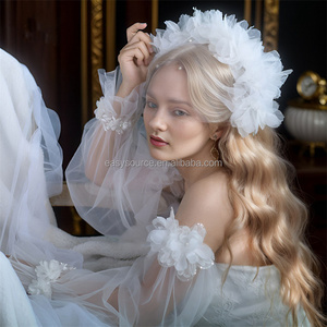YM250 conception romantique floral court voile mariées vente chaude cage à oiseaux accessoires de <span class=keywords><strong>cheveux</strong></span> de mariage - Product Image 6