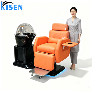Sillón de Peluquería Giratorio Profesional y Duradero KISEN, con Lavabo de Cerámica, Altura Hidráulica Ajustable y Asiento Reclinable para Salón - Product Image 6