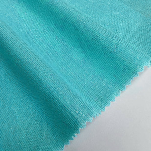 Thiết kế mới bông Polyester Spandex CVC đàn hồi đan kim loại lurex đơn Jersey vải cho hàng may mặc và quần áo - Product Image 6