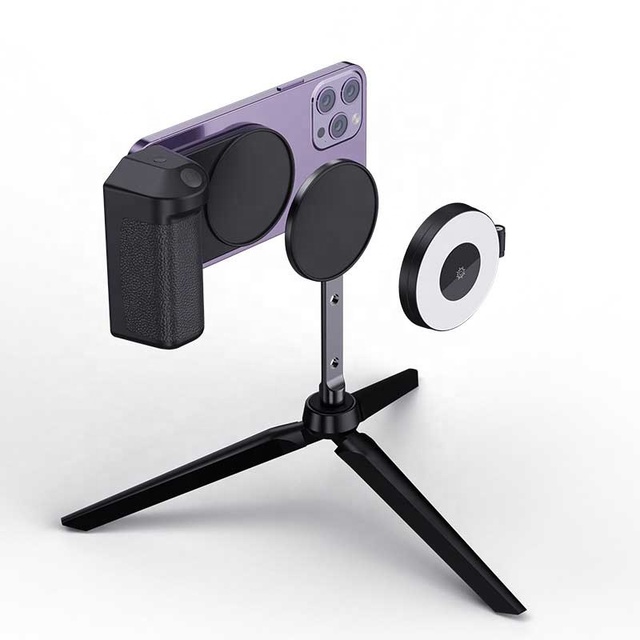 Smartphone Selfie Booster Grip Photo Stabilizer Stand with Shutter Release Wireless Charging With Power Bank Phone Holder