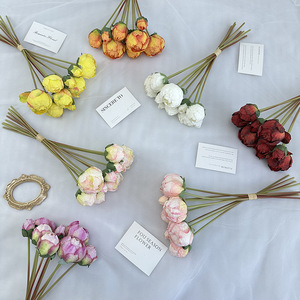 Fleurs artificielles Meiyu Craft, bourgeons de pivoine en soie faits à la main, décorations de mariage, blanc, rouge, rose clair, champagne - Product Image 3