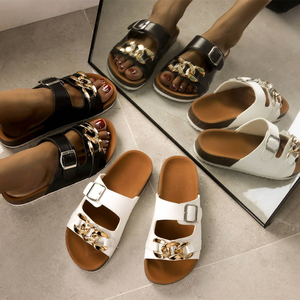 Sandales à chaîne pour <span class=keywords><strong>femme</strong></span>, mules décontractées, à boutons, à deux bretelles, pantoufles de bonne qualité, bon marché, mode 2022 - Product Image 1