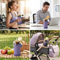 Bouteille d'eau isotherme Northfox personnalisée pour enfant, en acier inoxydable, avec poignée, anti-fuite, pour le sport et les voyages