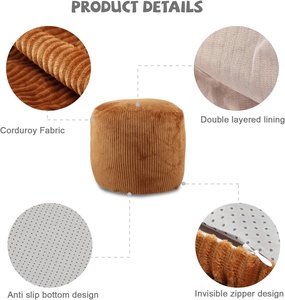 <span class=keywords><strong>Pouf</strong></span> en velours côtelé 20x16, ottoman décoratif, repose-pieds, lavable, avec rangement, antidérapant, pour salon et chambre - Product Image 4