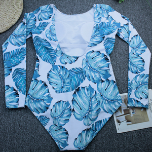 JSN Customize Beachwear 2026 Sports <strong>UV</strong> Bodysuit One Piece Long Sleeves Print Backless Rash Guard Swimsuit Women Fitness <strong>Swimwear</strong> - Product Image 5