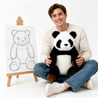 Jouets en peluche peints à la main sur mesure, adorables animaux en peluche panda et éléphant kawaii, design en tissu personnalisable avec peluche douce