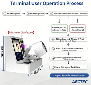 Détection de l'alcool par reconnaissance faciale, mesure de l'oxygène sanguin, mesure de <span class=keywords><strong>la</strong></span> température, mesure de <span class=keywords><strong>la</strong></span> pression artérielle, contrôle de santé avant le poste, éthylotest - Product Image 3
