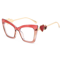 Twooo T1636 Nouveauté Lunettes de soleil tendance à la mode avec monture large œil de chat cœur anti-lumière bleue