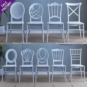 Sillas de Resina Plástica Doradas y Blancas Apilables Sino Perfect, Muebles Modernos para Bodas, Sillas de Alquiler para Fiestas - Product Image 1