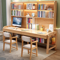 Bibliothèque de bureau double en bois massif combinaison moderne simple bibliothèque de bureau d'ordinateur longue table d'étude pour la chambre d'enfants
