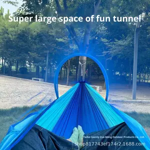 Hamac d'extérieur en bambou à ouverture rapide, lit en tissu nylon <span class=keywords><strong>anti</strong></span>-renversement, balançoire pour <span class=keywords><strong>camping</strong></span> et randonnée, capacité 150 kg - Product Image 4