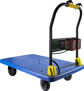Carrito de <span class=keywords><strong>Transporte</strong></span> Plegable Azul de 60*90cm, Carro de Mano Eléctrico de Plástico con Batería, Carros Resistentes para Almacén <span class=keywords><strong>y</strong></span> Fábrica - Product Image 2