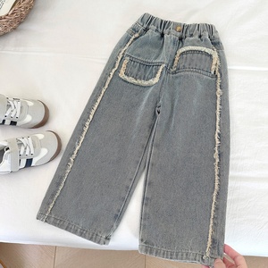 Set Alla Moda per Ragazze con Giacca in Denim e Pantaloni, Top a Maniche Lunghe Autunnale, Motivo Uniforme, Tre Pezzi Popolari <span class=keywords><strong>Online</strong></span> - Product Image 3