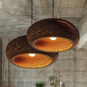 Luminaire suspendu d'hôtel style nordique rétro, design unique en nid d'abeille, conception d'ingénierie de chrysalide nue, style vintage, fer chocolat + parchemin - Product Image 4