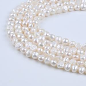 Perlas de Agua Dulce Naturales Blancas de 6-7 mm con Forma Barroca y Perforaciones Laterales Dobles para Collares DIY - Product Image 2