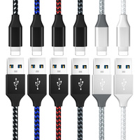 Nouveautés 2026 – Câble de données USB-A vers 8 broches en nylon tressé à charge rapide 3A pour iPhone avec conducteur en cuivre pur