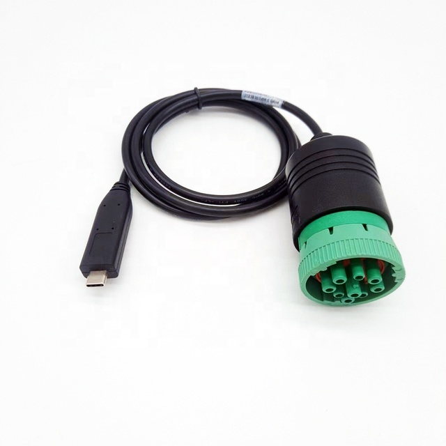Factory Green J1939 9pin Male to USB Type C Male Diagnostic Cable Wiring Harness Assembly for Truck