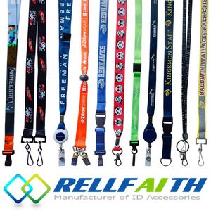 Customizable Polyester Teacher Lanyard 2-Color ID Badges with Logo Includes <b>Hook</b> Accessory 1-3 Day Delivery - Product Image 2