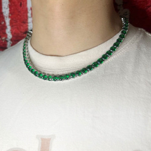 Iced Out-cadena cubana de circonita Esmeralda para mujer, collar de 7mm, cadena de tenis de hiphop de una fila, joyería para hombre y mujer - Product Image 1