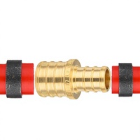 Raccord de réduction droit G&D PEX 3/4" x 1/2" en laiton à sertir, filetage NPT, tête hexagonale pour connexion de tubes PEX