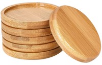 Lot de 6 soucoupes rondes en bambou pour plantes, plateaux à boissons de cuisine de 2.8 pouces, ensemble de sous-verres pour petites tasses