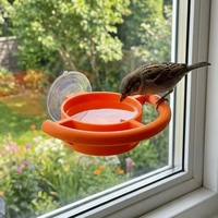 Mangeoire à oiseaux à ventouse pour fenêtre, station d'alimentation anti-fuite suspendue, abreuvoir à oiseaux orange étanche, fournitures pour oiseaux