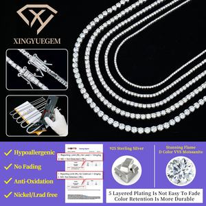 สร้อยคอเทนนิสโมอิสซาไนต์ 4 มม. ชุบทองคำแท้ 925 พร้อมใบรับรอง GRA สำหรับทุกเพศ ขายส่ง - Product Image 5