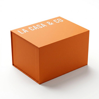 Boîte cadeau de luxe en carton rigide orange imprimé sur mesure, style livre, avec fermeture magnétique, pour montres et bijoux