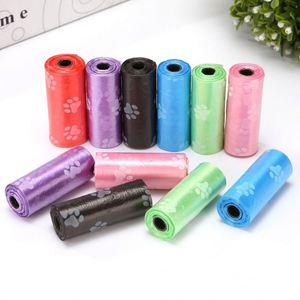 Sacs de toilette jetables imprimés pour animaux de compagnie, colorés et portables, 15 paquets par rouleau - Product Image 5