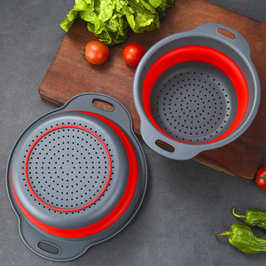 3PCS Food Grade Silicone Folding Drain Pan Portable Multifunctional Vegetable Washing and Filtering Basket - Product Image 3