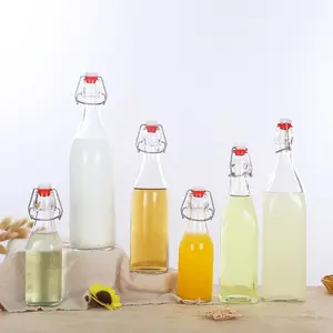 250ml 500ml 750ml 1000ml round and square swing top glass bottles flip top leak proof water bottles