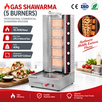 Machine à kebab au gaz, rôtissoire à kebab turc, 5 brûleurs, verticale, Al Pastor, gyros, barbecue, grill, machine à shawarma, rôtissoire