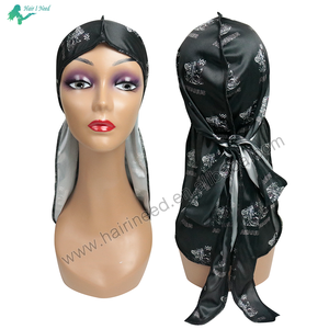 Ensemble de bonnets unisexe en satin <span class=keywords><strong>Durag</strong></span> soyeux de créateur à bas prix Usine de haute qualité avec logo personnalisé - Product Image 1