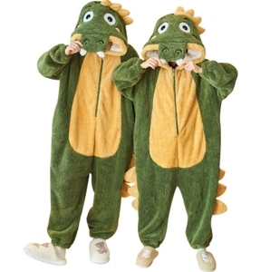 Amantes Pijamas Mujer invierno felpa Animal pijamas dibujos animados <span class=keywords><strong>dinosaurio</strong></span> nuevo grueso Coral terciopelo hombres hogar Animal onesies traje - Product Image 1