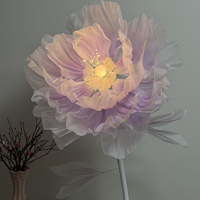 Lampe géante motorisée à ouverture automatique en forme de fleur LED, en tissu de soie, pour décoration de mariage et location en magasin