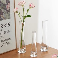 Vases Trompette Inversée Réversible en Cristal de 80cm, Long, Grand Vase Trompette Fleur Florale en Verre Transparent pour Centres de Table de Mariage