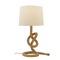 Naturel Décoratif Rustique Vintage Rétro Tissu Abat-Jour Corde Corps E27 Support de Lampe LED Lampe de Table pour Salon