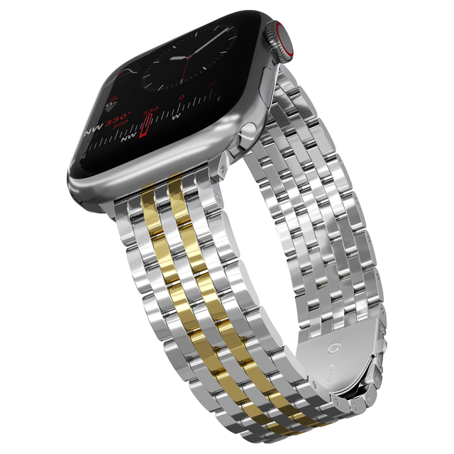 For Luxury Stainless Steel Breathable Watch Band with Fold-over Clasp for Watch 11 10/9/8/7/6/4 SE for Women