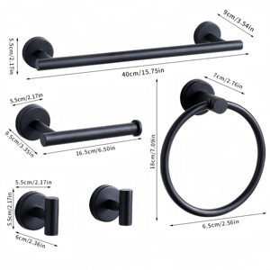 Khăn Vòng Duy Nhất Không Có Khoan Đen Thép Không Gỉ 304 Khăn Nhẫn Chủ Cho Phòng Tắm Mô Chủ Cho Phòng Tắm Khách Sạn - Product Image 6