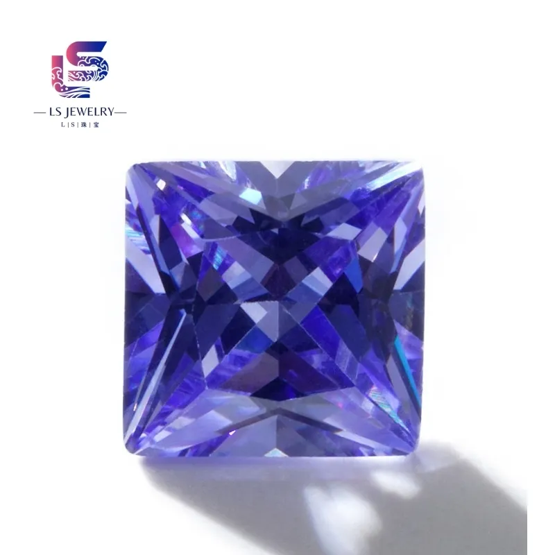 Quite Good Quality Loose Wholesale Fancy Square Tanzanite Color Cubic Zirconia Stones