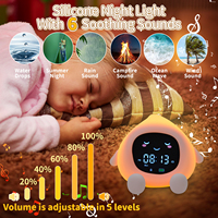 Réveil pour enfants avec veilleuse, horloge d'apprentissage du sommeil pour tout-petits, horloge rechargeable en silicone avec double alarme et fonction « OK pour réveiller »