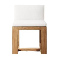Table et chaises de salle à manger d'extérieur en teck massif, style minimaliste moderne, pour événements, jardin, cour, terrasse, balcon, fête