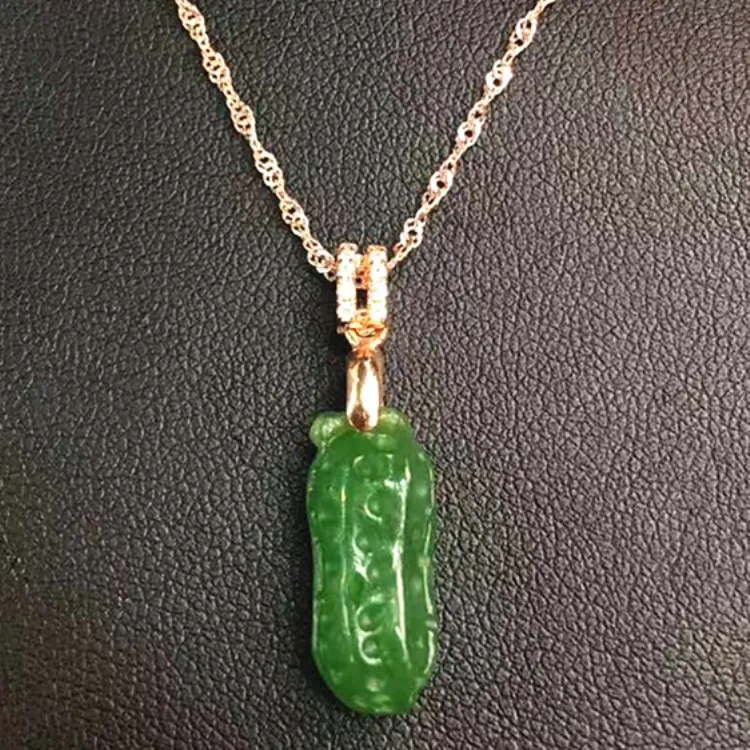 Delicato Forma di Arachide Jade Pendant 925 Sterling Silver Verde Naturale Hetian Jasper 18k Ha Placcato la Collana