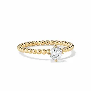 Gemnel 925 silver gold plated jewelry popular bead band ring wedding oval round square white cubic zircon diamond ring set