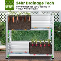Jardinière surélevée galvanisée à 2 niveaux avec pieds, bac à plantes surélevé en métal pour légumes, herbes, feuilles vertes, fleurs