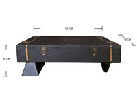 Table basse de salon KD au design classique en bois, surface en tissu, asymétrique, style coffre (LK-25090)