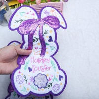 Patch Chenille Lapin de Pâques Coloré Personnalisé avec Paillettes, Grand Badge Lapin Scintillant Thermocollant pour Vêtements de Filles, Sacs et Projets DIY