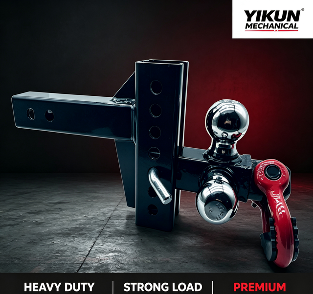 Yikun Adjustable Trailer Hitch -Drop Hitch -Tri Ball Mount with Hook (1-7/8'', 2''&2-5/16'') Fits 2-Inch Receiver 10000 LBS