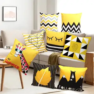 Yellow Pillowcase New Style Geometric Decorative Cushion For Sofa Printed Pillow Chair Car Cushion for home deco