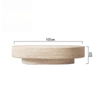 Table basse ronde en travertin, table basse en pierre de style minimaliste nordique pour le salon, décoration intérieure